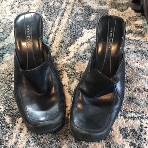 Black slide on heels